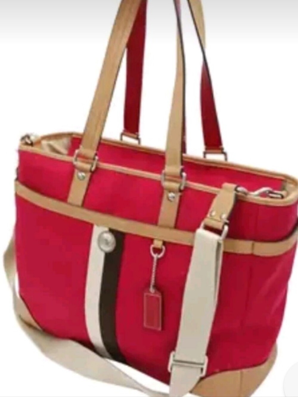 Coach Voyager Red Canvas Weekend Or Diaper Bag HUGE